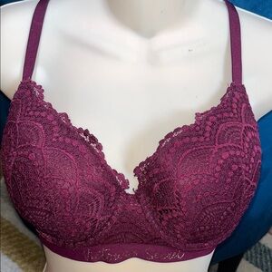 Victorias Secret Burgundy Lace Bra - 34D